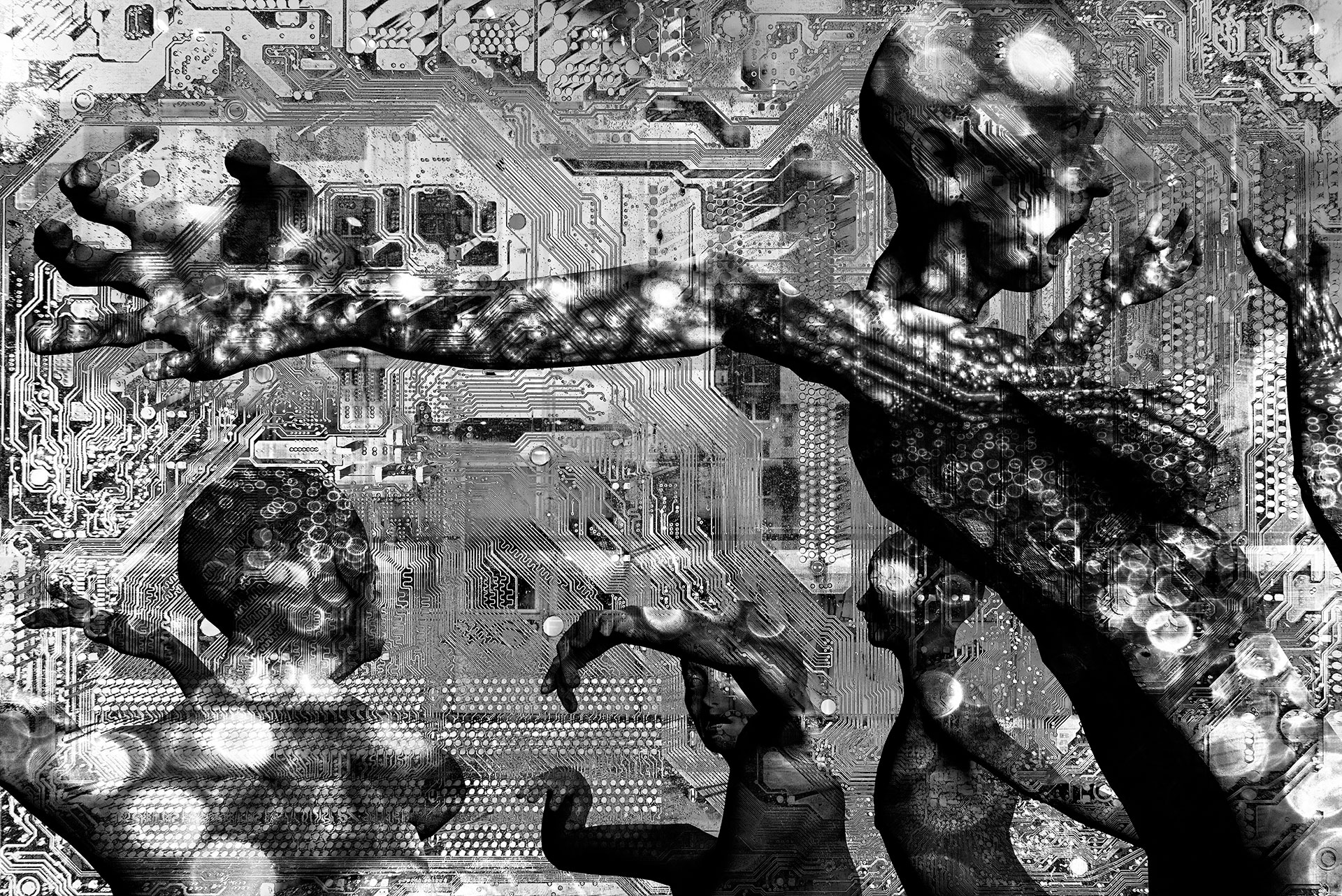 In the foreground of the right-hand half of the picture, one figure is spreading his arms wide, while the other figures also appear to be very exuberant and seem to be dancing.
