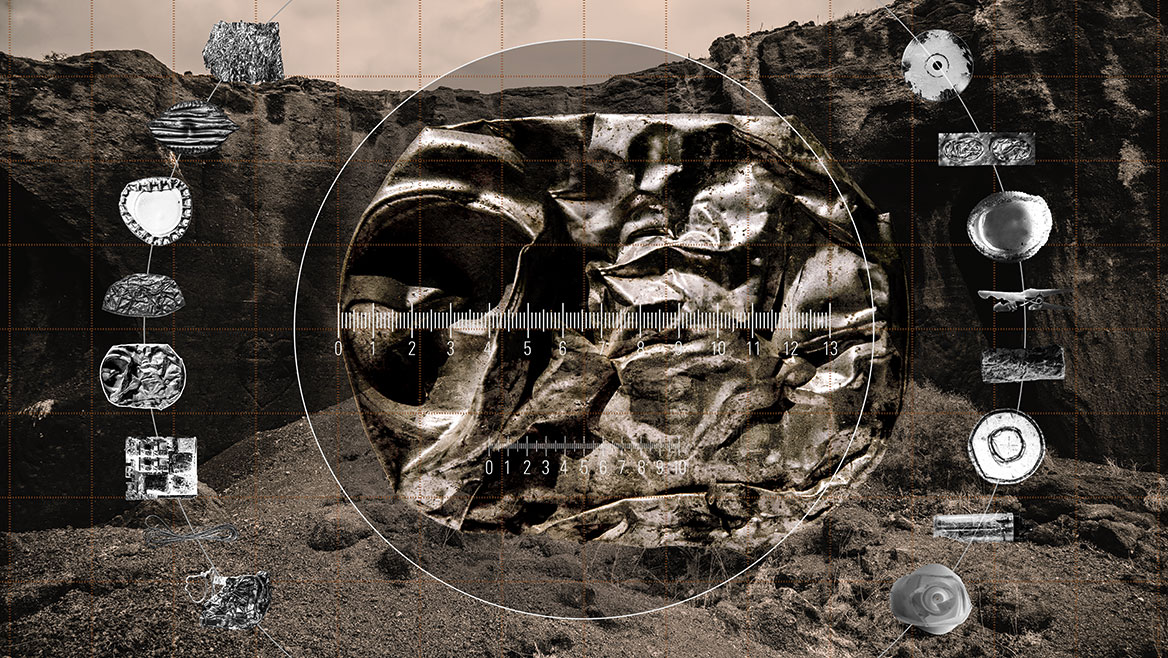 The main subject of this compositing is a crumpled and dented beverage can.