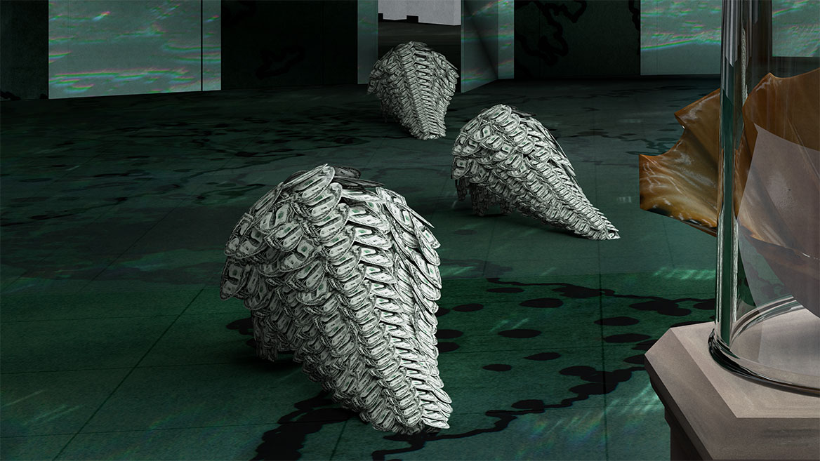 Three Pandolinos move towards an open door in the background.