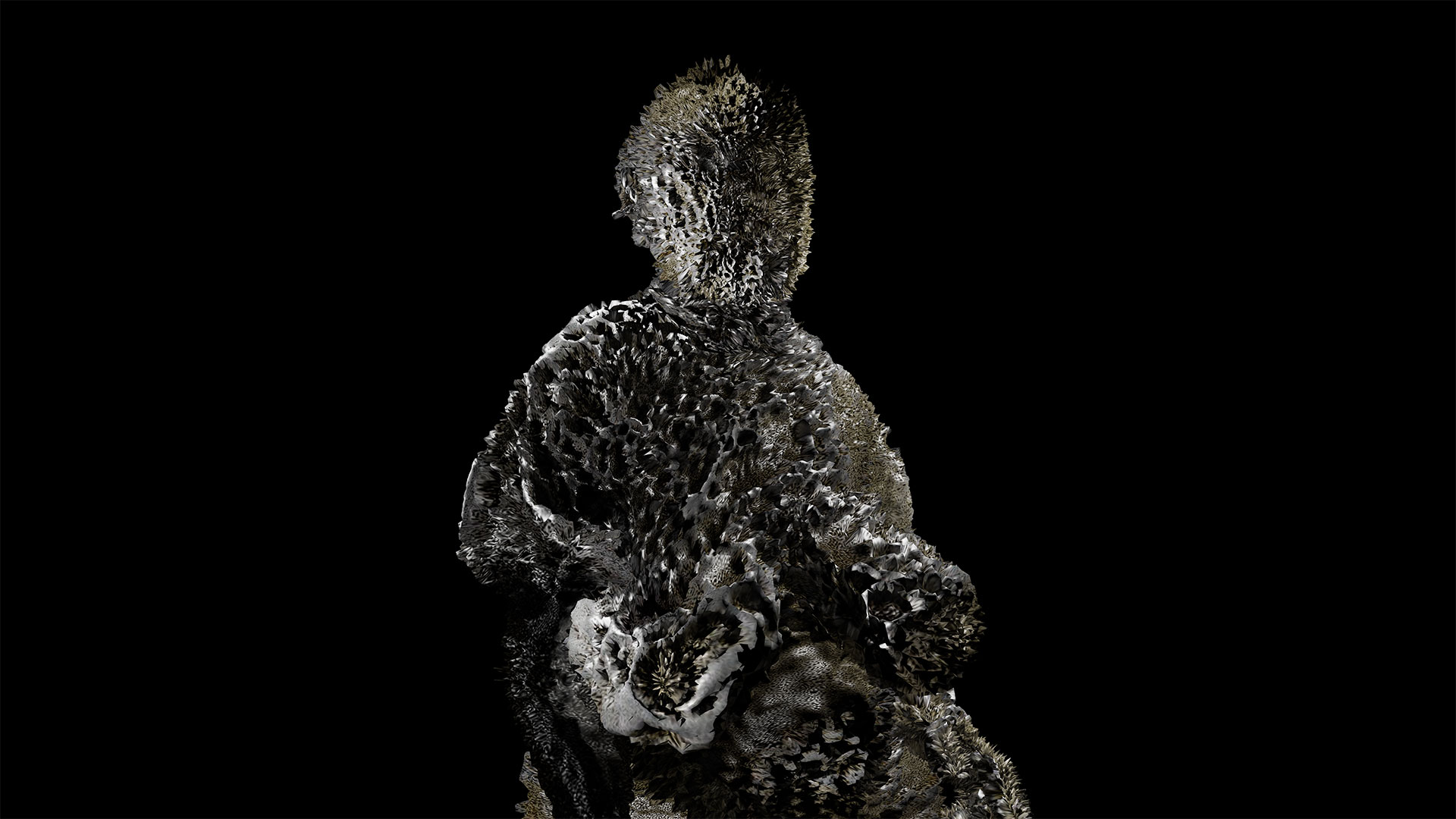 Schlemmerin aus der Bildserie Dante 2020. Digitales 3D-Rendering.