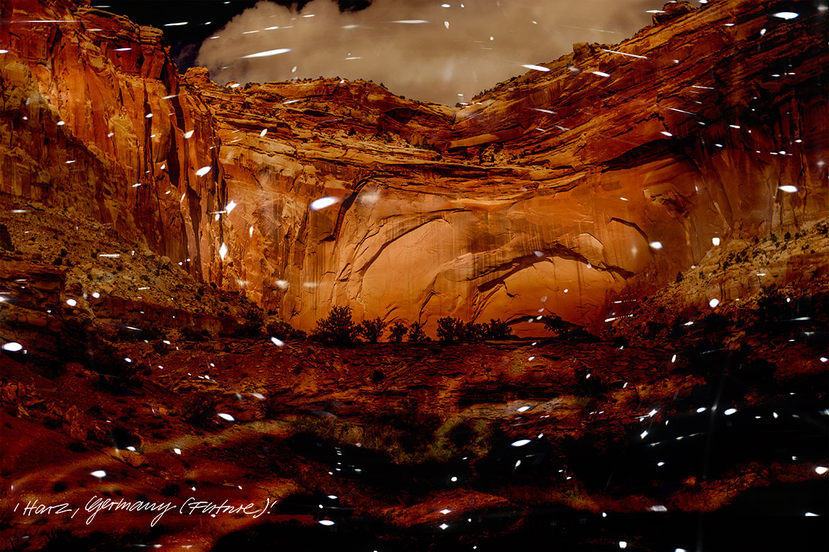 Art photography: The viewer’s gaze is caught in an immense rock face.