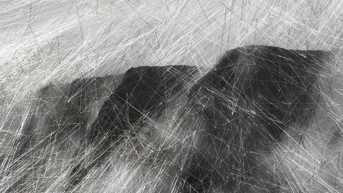 The image shows a section in approximate original size, depending on how large the image is displayed in the browser. The effect of the dense network of rays becomes more visible.